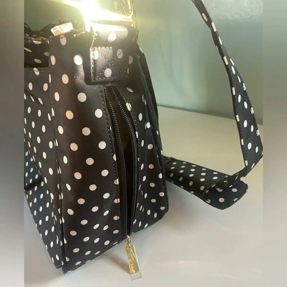 JuJuBe Baby Diaper Bag Polka Dot Tote Bag Changing Pad Pockets Storage New